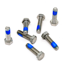 DIN933 DIN931 OEM fasteners SS304 SS316 nylon lock coating Blue stainless steel hex bolt and nut